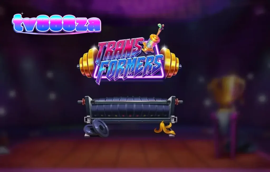 Tampilan visual mesin slot Transformers dengan tema arena distopia dan karakter Brosephine.